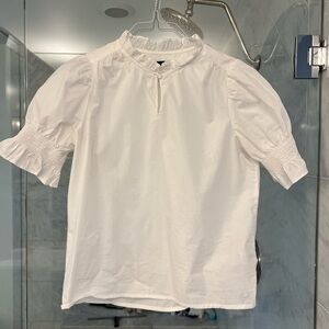 J Crew blouse with elastic on sleeves, bottom at neck